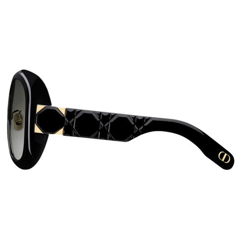 Dior Lady 9522 R2F Cd40114F 10A1 01B Shiny Black Frame Smoke Grey Lens Sunglasses Womens